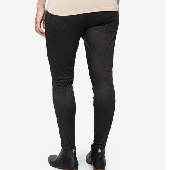 NWT A Pea In The Pod Maternity Faux Suede Below Belly Leggings Black - Picture 5 of 10